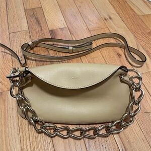 Chloe Beige Leather Crossbody Bag with Removable Chain